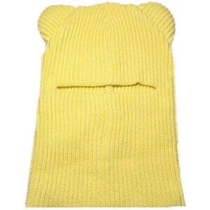 Women's Yellow Winter Hat Warm Hooded Scarf Hat Balaclava Knit Skull Beanie